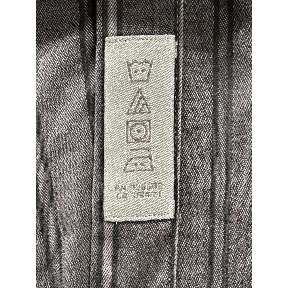 Thomas Dean Button Front Gray Striped Shirt Men's 16 1/2‎ R Broken Button Sleeve - Picture 8 of 10